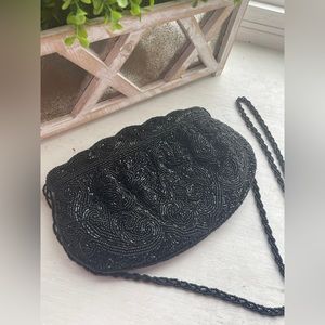 La Regale Black Beaded Shoulder Bag